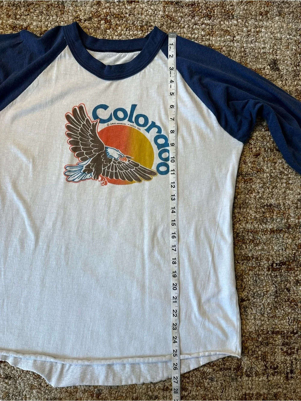 VINTAGE 1981 Colorado Eagle Raglan Men’s Tee - Navy/White